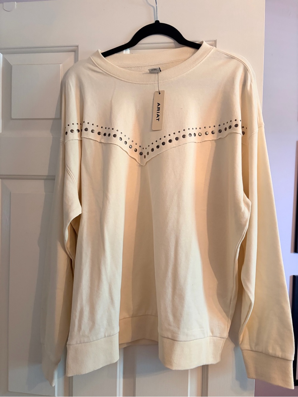 Ariat Cream Crewneck Sweatshirt with Stud Detail